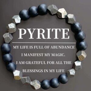 Abundance & Manifestation Bracelet – Pyrite & Black Stone